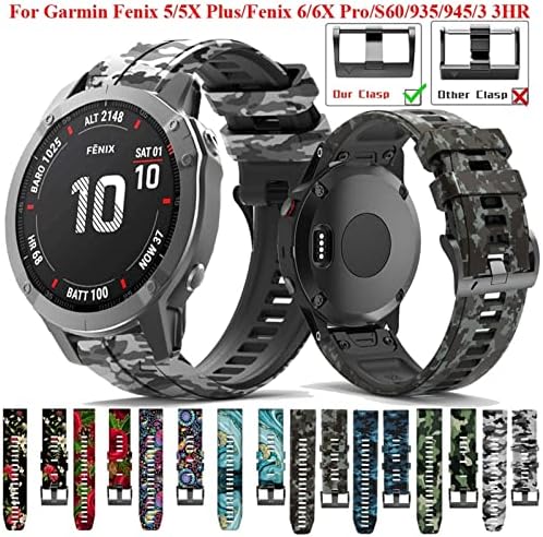 Tioyw Sport הדפסת סיליקון רצועות שורש כף היד עבור Garmin Fenix ​​7x 7 6x 6 Pro 5x 5 Plus 3 3HR בכושר קל שחרור