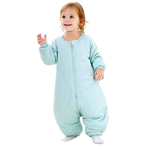 תינוק שינה תיק עם רגליים חורף, לביש שמיכת עם רגליים, שק לפעוטות לעבות 2.5 ג כחול