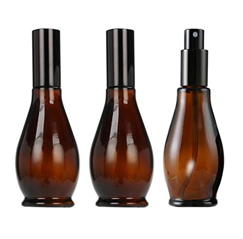 3 יחידות ריק למילוי אמבר זכוכית תרסיס בקבוק צנצנות עם שחור כובע קוסמטי בקבוקונים מדגם אריזה אחסון מכולות