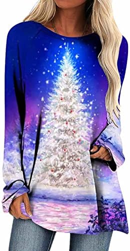 GATXVG חג המולד מודפס לחג המולד לנשים עץ חג המולד טוניקה גרפית חולצת טוניקה חופשה חמודה לחופשה
