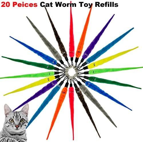 נחמדות חתול תולעת צעצוע מילוי חתול שרביט החלפה, 20 יחידות חתול צעצוע תולעים מילוי, חתול טיזר צעצוע