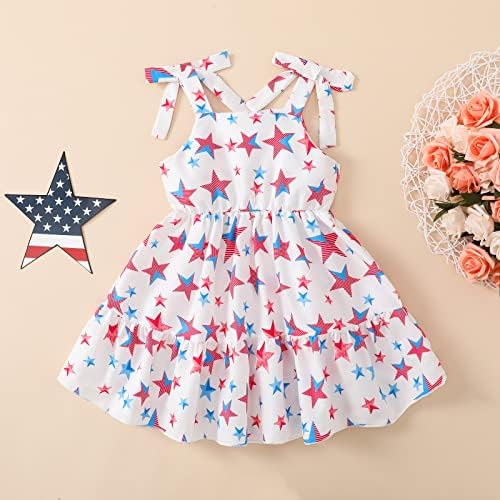 נובו פעוט תינוקת תינוקת רביעית ביולי שמלות יום עצמאות תלבושת קיד כוכבי דגל אמריקאי כוכבי פסים בגדי