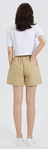 מכנסיים קצרים מזדמנים של Xinxinyangni לנשים קיץ מותניים גבוהים מותניים אלסטיים המותניים נוח מכנסי מטען כותנה