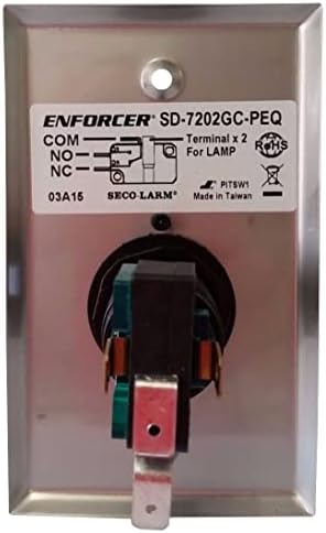 Seco-Larm SD-7202GC-PEQ Enforcer LED LED מואר צלחת קיר RTE יחידה עם כפתור ירוק גדול, כפתור לחיצה מואר גדול עם