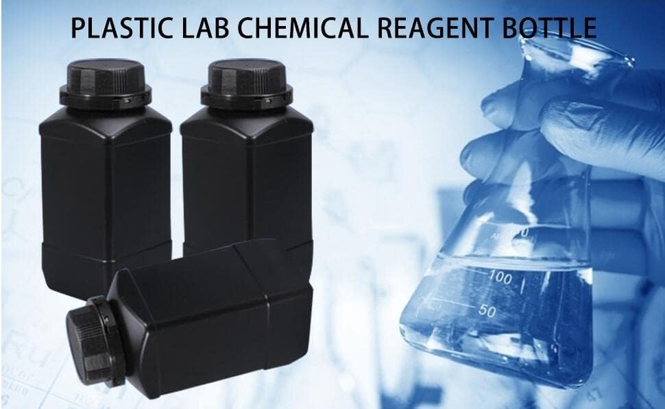 5 יחידות פלסטיק מעבדה כימי מגיב בקבוק 500 מ ל / 17 עוז רחב פה מדגם איטום נוזלי / מוצק אחסון בקבוקים שחור