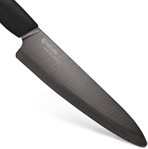 סדרת חדשנות של Kyocera קרמיקה 7 סכין שף מקצועי עם מגע רך וידית שחורה-שחורה, ידית שחורה