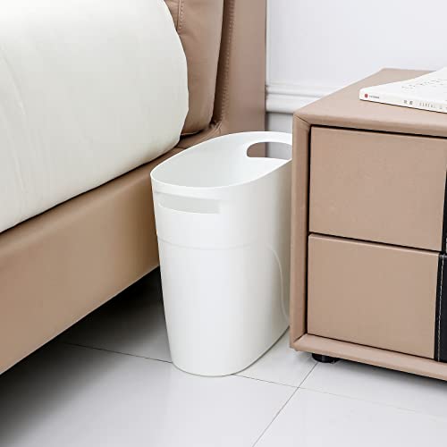 פלסטיק קטן אשפה יכול עם ידיות 3.2 גלון דק פח סל צר אשפה מיכל עבור משרדים, מטבחים, חדרי אמבטיה, מעונות-2 חבילה
