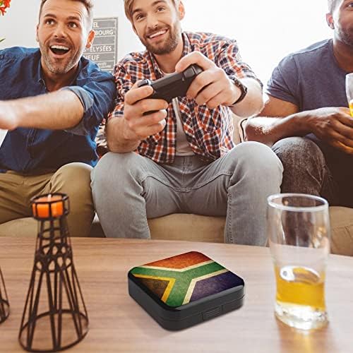 וינטג 'דרום אפריקה דגל קלף מארז למתג מתג דפוס מותאם אישית לתיבת אחסון ניידת עם 24 משבצות כרטיס משחק