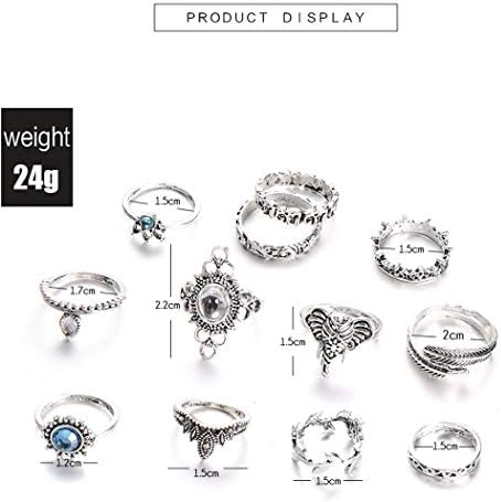 קמפסה בוהו טבעת טבעת טבעות ריינסטון טבעות פרחים מגולפים חלולים טבעות גיאומטריה תכשיטים אצבעות לנשים ונערות