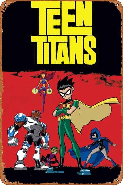 Rmlyusr 8 x 12 שלטי פח מתכת - Teen Titans אנימציה