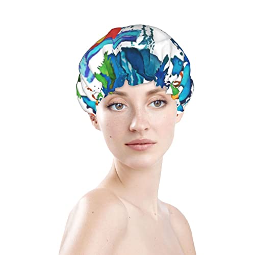 נשים לשימוש חוזר כובע שיער שולי קולורדו שמש ושכבות כפולות כפפות אטום למקלחת כובע אמבטיה
