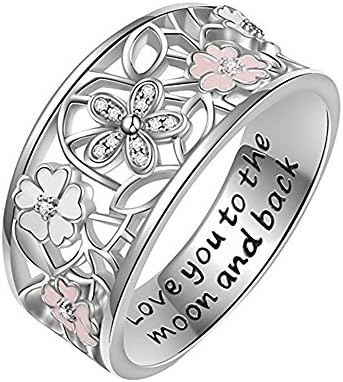 זהב לבן מצופה זהב טבעת לב טבעת לב ליום האם אירוסין מתנה טבעת ראשונית לאמה בנות בנות בנות