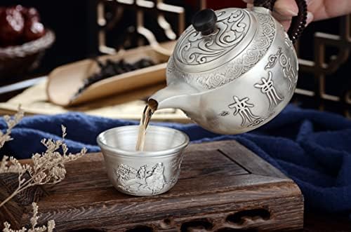 ערכת תה גונגפו סינית של GoHQ, 999 סיר תה סטרלינג מכסף בעבודת יד ערכת תה טיול נייד למבוגרים משמשת כמתנות