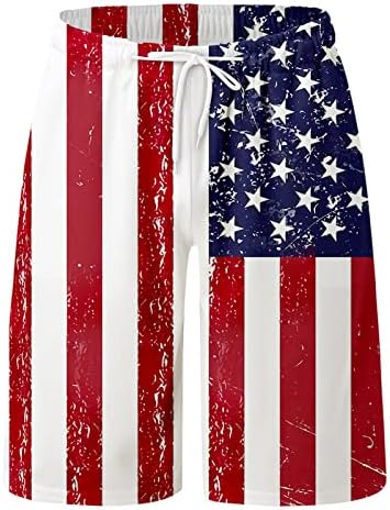 גזעי שחייה פטריוטיים של Beuu Mens, 4 ביולי דגל אמריקה הדפס מכנסיים קצרים בקיץ