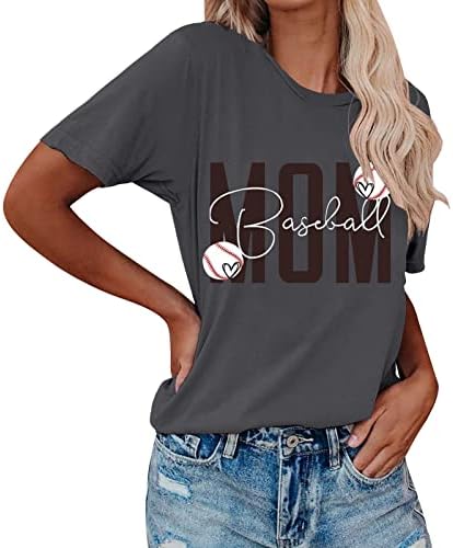 נשים חולצות טרנדי, בייסבול גרפי גרפי חמוד בייסבול חמוד מודפס חולצת שרוול קצר חולצה טופסי ספורט