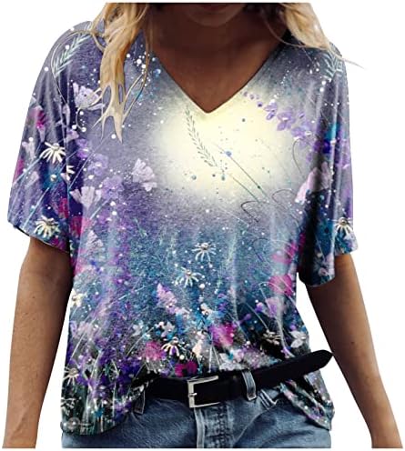 צמרות קיץ לנשים 2023 מודפסות חולצות טלט