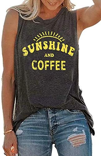 Umsuhu Sunshine ו- Coffee Coffee Cabule Cummic Graphics גופיות לנשים גופיות גרפיות ללא שרוולים