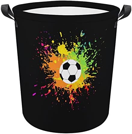 להתיז צבע כדורגל כדורגל גדול כביסה סל סל תיק כביסה עם ידיות עבור מכללת במעונות נייד