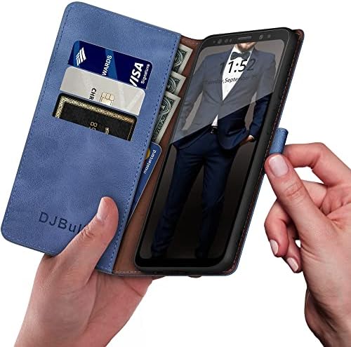 סמסונג גלקסי 9 ארנק מקרה עם חסימת כרטיס אשראי מחזיק, עור מפוצל טלפון מקרה עמיד הלם כיסוי נשים גברים עבור סמסונג
