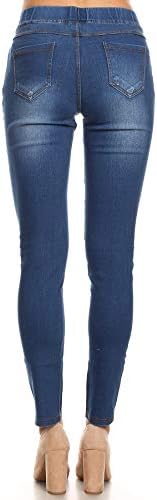 ג 'ינס סקיני קרוע לנשים וג' ינג 'ים מושכים מותניים אלסטיים למתוח מכנסי ג' ינס רגילים-בתוספת מידה