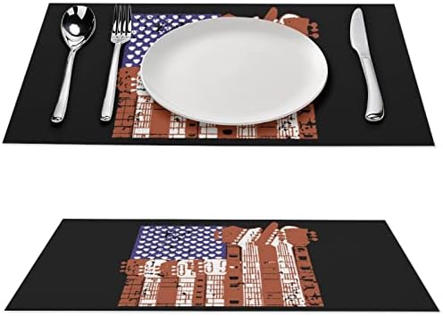 גיטרה עיצוב דגל אמריקאית PVC שולחן שולחן מחצלות פיקוח רחיצות כרית שולחן שולחן לשולחן אוכל לשולחן אוכל