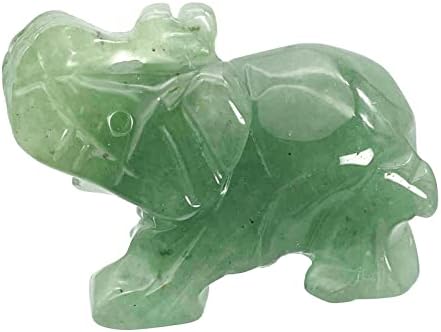 פיקור פיל ירוק מגולף ביד ירוק ירוק ירוק אבן פיל, ריפוי גביש פסלון פסלון פסלון עיצוב אספני 2 סנטימטרים