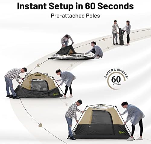מעבר לבית אוהל בקתה מיידית, 4 אדם/6 אדם קמפינג אוהל התקנה ב 60 שניות עם גשם, עמיד למים & רוח אוהל עם תיק נשיאה