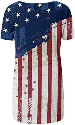 4 ביולי חולצות חולצות לנשים שרוול קצר חולצות טוניקות חולצות פסים דגל אמריקאי עניבה צבע חולצות טי פטריוטיות
