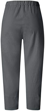כותנה פשתן קצוץ מכנסיים נשים קיץ מקרית קאפרי מכנסיים עם כיסים גבוהה מותן קומפי חוף מכנסיים פרחוני