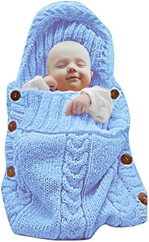 שקי שינה אסיאריים במשך 0-3 חודשים תינוק, שמיכות חוטף של מוסלין לתינוק, שק שינה סרוג כחול לתינוקות, מקבל שמיכת