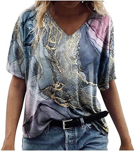 טיול גרפי לחולצה לנשים סתיו קיץ 2023 בגדים טרנדי שרוול קצר כותנה נגד חולצת צוואר yn yn