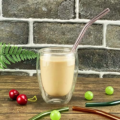 קשיות זכוכית צבעוניות של ג 'יאדרוי, 8.7 אינץ 'על 8 מ מ קש כפוף בריא למשקאות קפה תה, ידידותי לסביבה