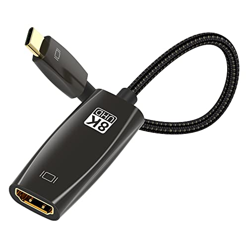 DGHUMEN 8K סיבים אופטיים HDMI 2.1 כבל ו- 8K USB C ל- HDMI 2.1 מתאם, סוג C ל- HDMI מתאם נקבה,