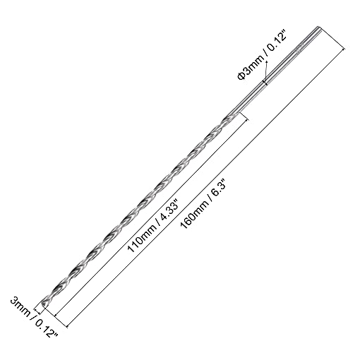 ישר שוק ג ' ובר טוויסט מקדח 3 ממ תרגיל קוטר הארכת 160 ממ אורך עבור מוקשה מתכת עץ פלסטיק אלומיניום
