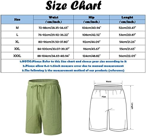 מכנסי פשתן כותנה לגברים של XXBR מכנסיים קצרים של חוף הוואי הקיץ הקצרים עם מכנסיים קצרים של המותניים