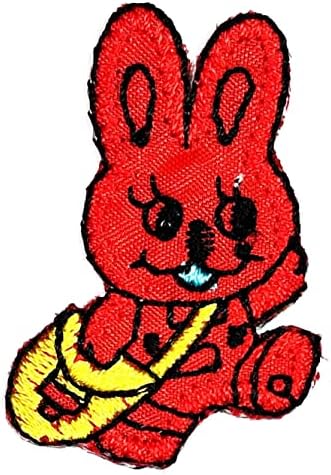 קליינפלוס 3 יחידות. מיני די אדום ארנב הליכה קריקטורה ילדים ברזל על תיקוני באני אופנה סגנון רקום
