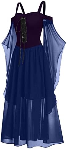 ללבוש לנשים 2023, נשים בתוספת גודל כתף קרה שרוול שרוול שרוול שמלה גותית ליל כל הקדושים