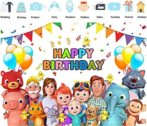רקע קריקטורה ליום הולדת 5 על 3 רגל רקע יום הולדת שמח לקישוטי מסיבה באנר דקור רקע תמונה לילדות מקלחת