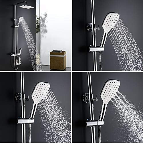 תרמוסטטי מקלחת מערכת חשוף אמבטיה מקלחת קומבו סט תכליתי מקלחת מגופים סט עם מקלחת ראש, כף יד מקלחת,