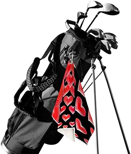 אדום אהבה דפוס לב מגבת גולף לתיקי גולף עם קליפ לגברים ונשים אביזרי גולף מתנות גולף מצחיקות לגולף גולף גולף