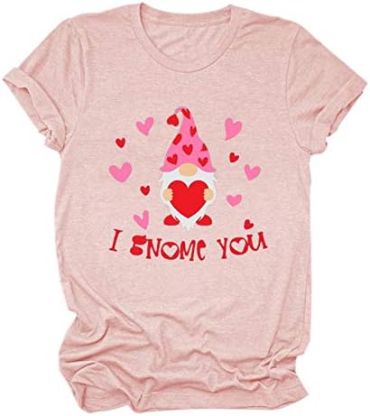 חולצה ליום האהבה לנשים אהבה הדפסת לב שרוול קצר צמרות רופפות טי קרוואן טי מתנה ליום האהבה לבנות