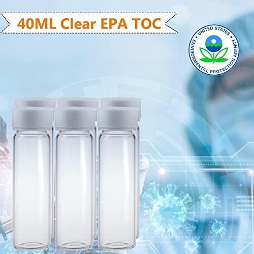 EPA TOC בקבוקונים ברורים, 72 יח 'מוסמך 40 מל, 27.5x95 ממ זכוכית בורוסיליקט ברורה עם 24-400 כובע