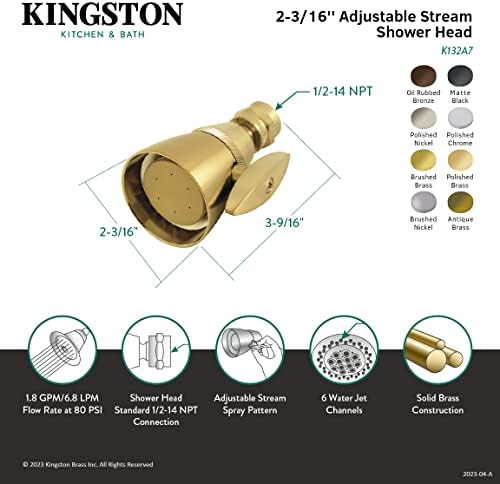 פליז קינגסטון K132A5 מעצב Trimscape Shorterscape 2-1/4 אינץ 'ראש מקלחת, ברונזה שפשוף שמן
