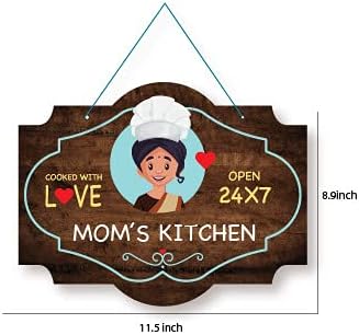 Urboii ברוך הבא למטבח אמא פתוח 24 שעות מבושל עם ציטוט אהבה מודפס שלט דלת קיר דפסה תלויה 11.5x8 אינץ