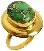 נדיר ירוק מוהאב נחושת טורקיז סגלגל צורת קרושון מעצב לוח טבעת