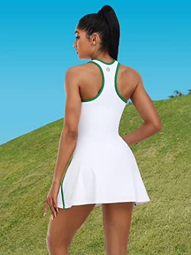 שמלת טניס לנשים של אטרקו עם כיסי מכנסיים קצרים ותלבושות גולף רוכב צוואר