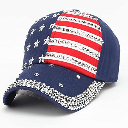 SSDXY Bling Bling American Flag HAT נשים כובעי בייסבול SPARGLE ארהב כובע דגל ריינסטון קריסטלים כובעי היפ הופ