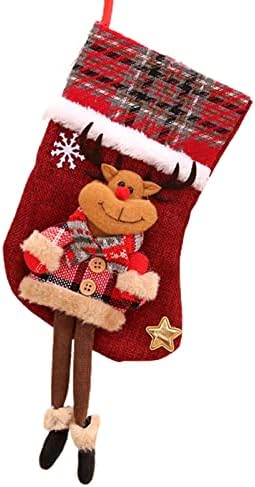 גלנד גרביים תלויים לחג המולד שקית מתנה לשימוש חוזר לגרבי סנטה שלג.