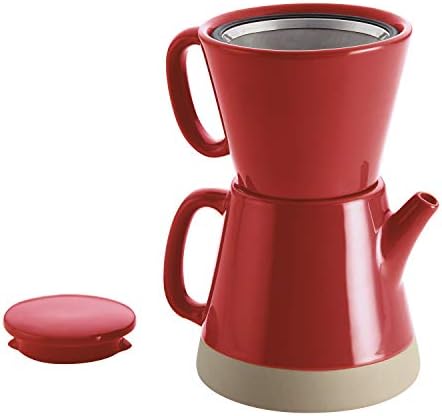 רחל ריי קרמיקה שופך מערך קפה, 5 כוס, אדום