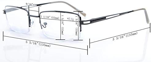 Eyekepper מלבן 5-חבילות מתכת מתכת חצי-שוט צירי קפיץ משקפי קריאה כוללים קוראי מחשבים +2.75